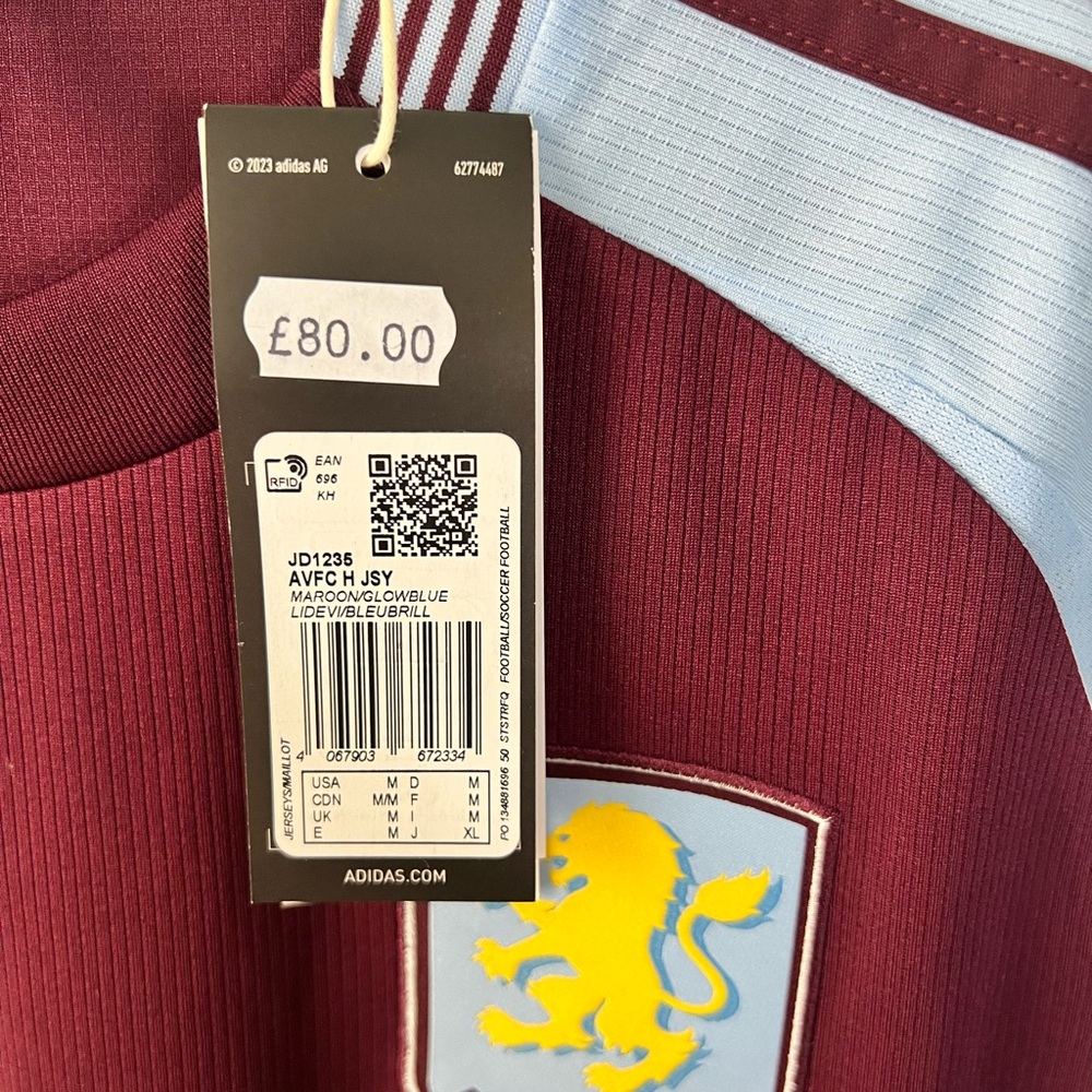 Aston villa Adidas claret and Blue Jersey Shirt - Picture 5 of 5